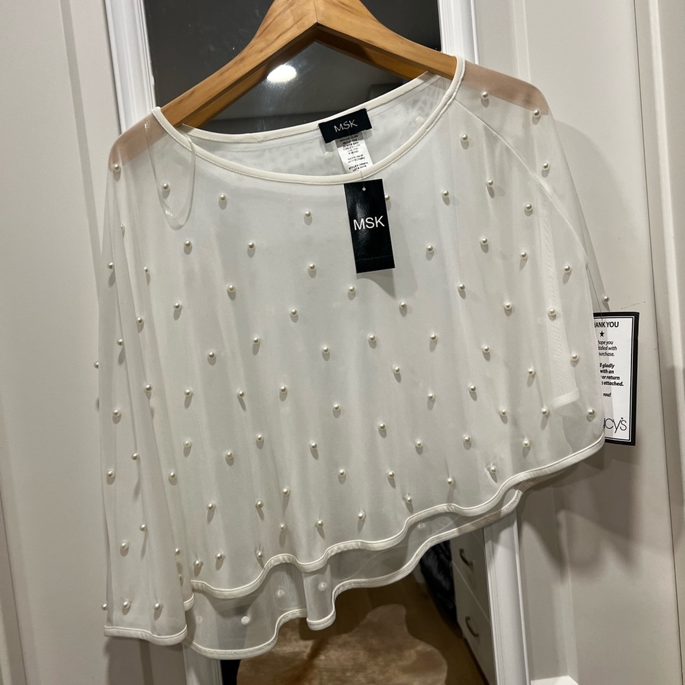Wedding Guest / Bridal/ Women's Bolero / Short Poncho / Sheer Top with Pears NWT